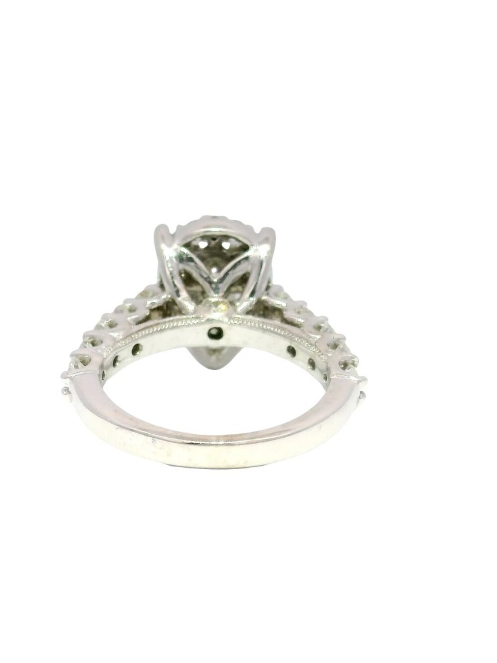Natural Round Cluster Pear Shape Ring in 14K White Gold Sz 5.5